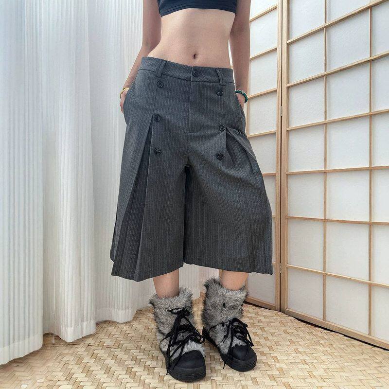 宽松美式新款西装男低腰女款条纹