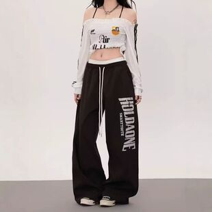 宽松女嘻哈爵士hiphop运动裤抽绳街舞黑色裤子长裤潮时尚时尚跳舞