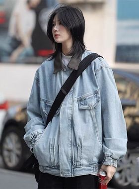 水洗跨境男女新款牛仔anfit痞帅蓝色2025cle高街外套短款复古夹克