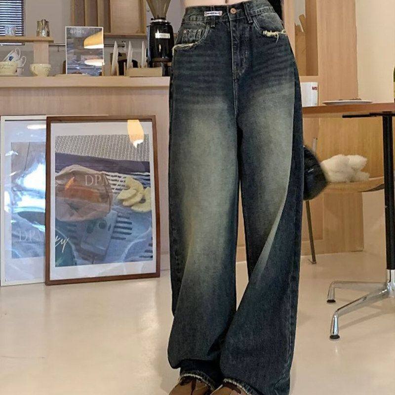 女高街ins子牛仔裤宽松休闲裤直筒慵懒显瘦直筒拖地复古美式中腰,女装/女士精品,牛仔裤,淘宝优惠券,粉丝福利购,淘宝优惠卷