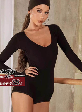 ZYM24074【OOTD】上衣体操服女生艺考秋冬拉丁舞练功服U领开档