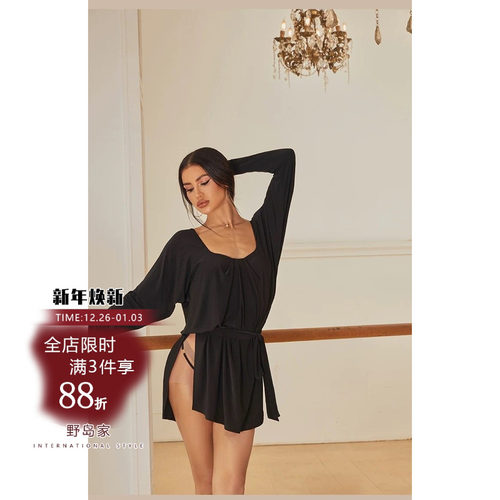 高腰开叉露背连衣裙zym拉丁服