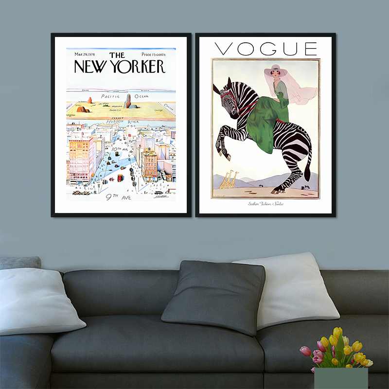 复古怀旧纽约客杂志封面挂画