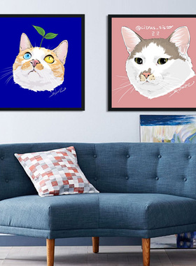 猫咪餐厅小清新风组合温馨装饰画