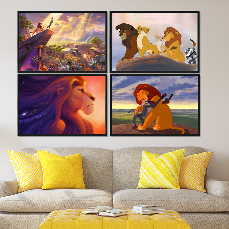 卡通动漫迪辛巴狮子王电影海报挂画儿童房客厅卧室幼儿园装饰画
