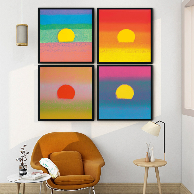 安迪沃霍尔ins日出艺术现代挂画小清新客餐厅卧室过道玄关装饰画