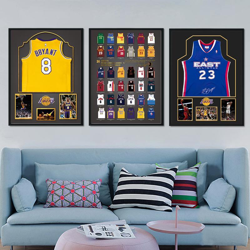 NBA篮球明星球衣挂画科比詹姆斯库里麦迪装饰画哈登杜兰特墙壁画