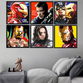 波普风潮流漫威DC复仇者联盟挂画钢铁侠超人蜘蛛侠装 饰画卧室壁画