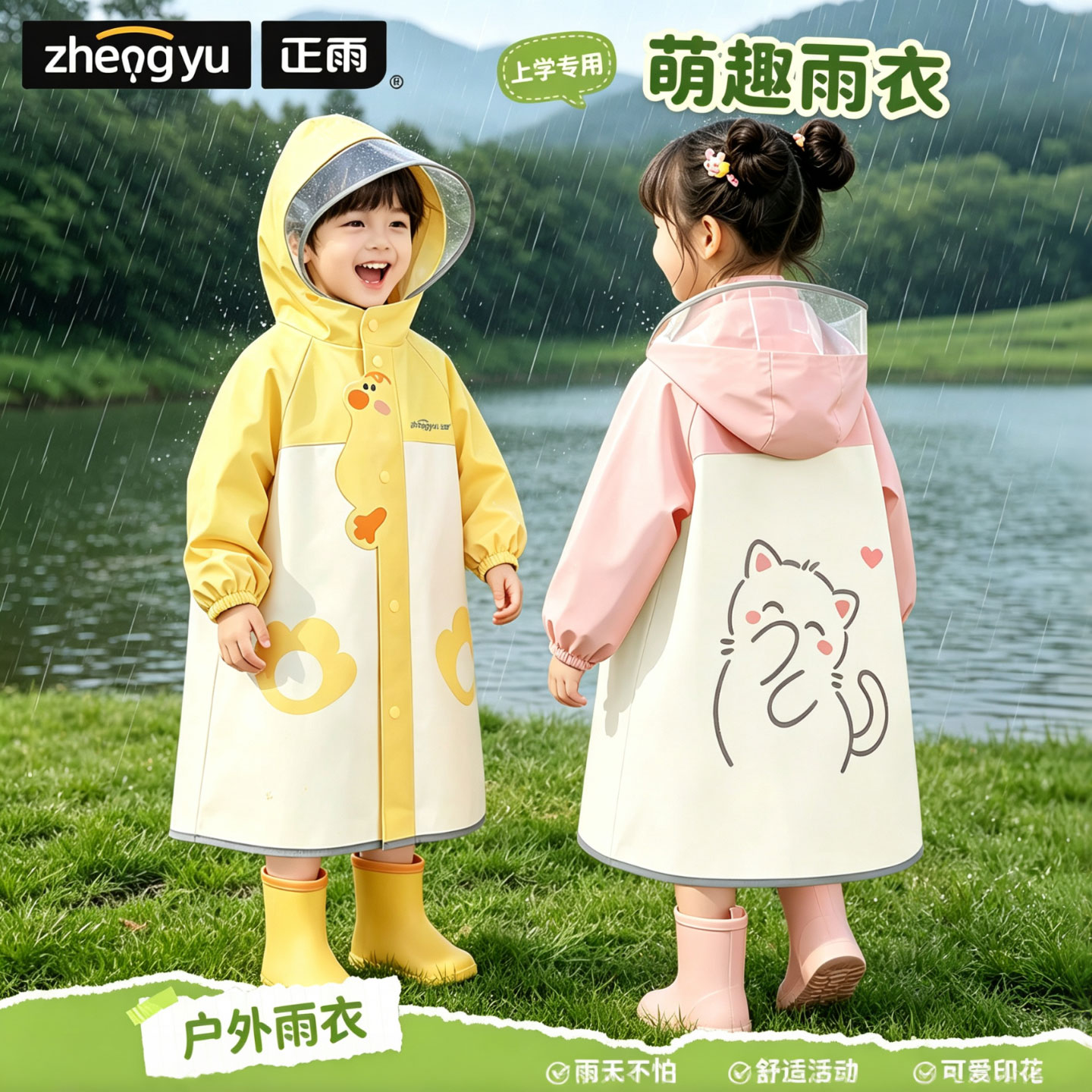 儿童雨衣幼儿园专用小学生上学图片