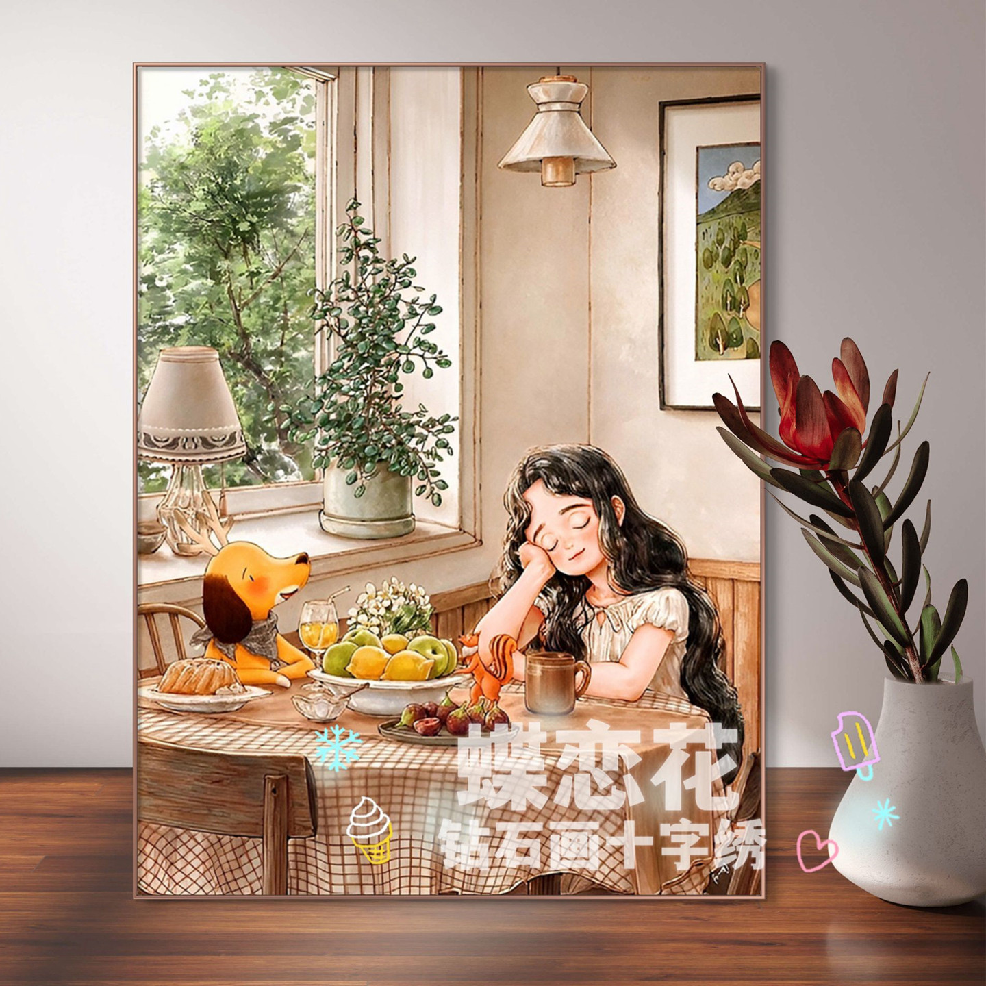 森林女孩钻石画方钻印花十字绣