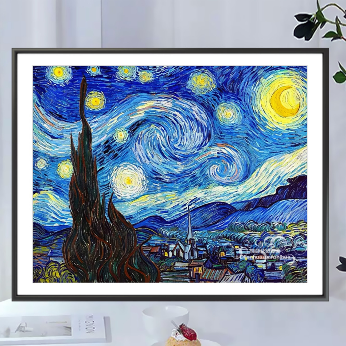 diy珠光仙尘方钻钻石画梵高星空图片