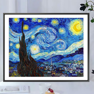 diy珠光仙尘方钻钻石画圆钻手工贴钻十字绣欧式梵高油画风景星空