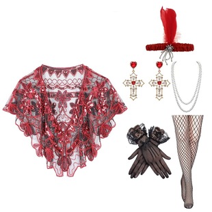 wish复古1920S晚宴披肩串珠亮片装 晚礼服聚会派对速卖通欧美出口