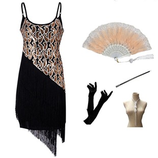 女装 亚马逊爆款 1920S复古亮片连衣裙舞会宴会拉丁舞表演套装 新品