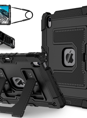 适用iPad软硅胶防摔肩带保护套11寸Air4/5/6/7支架保护壳10.9寸iPad10/11挂绳保护壳8.3寸mini6/7背带套