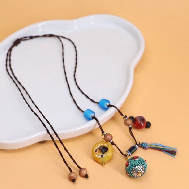 原创民族风毛衣链女长款百搭简约项链配饰衣服挂件个性短款装饰品