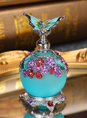 25ML蓝色风铃古典香水分装玻璃空瓶纹绣色料香精精油补给定制空瓶