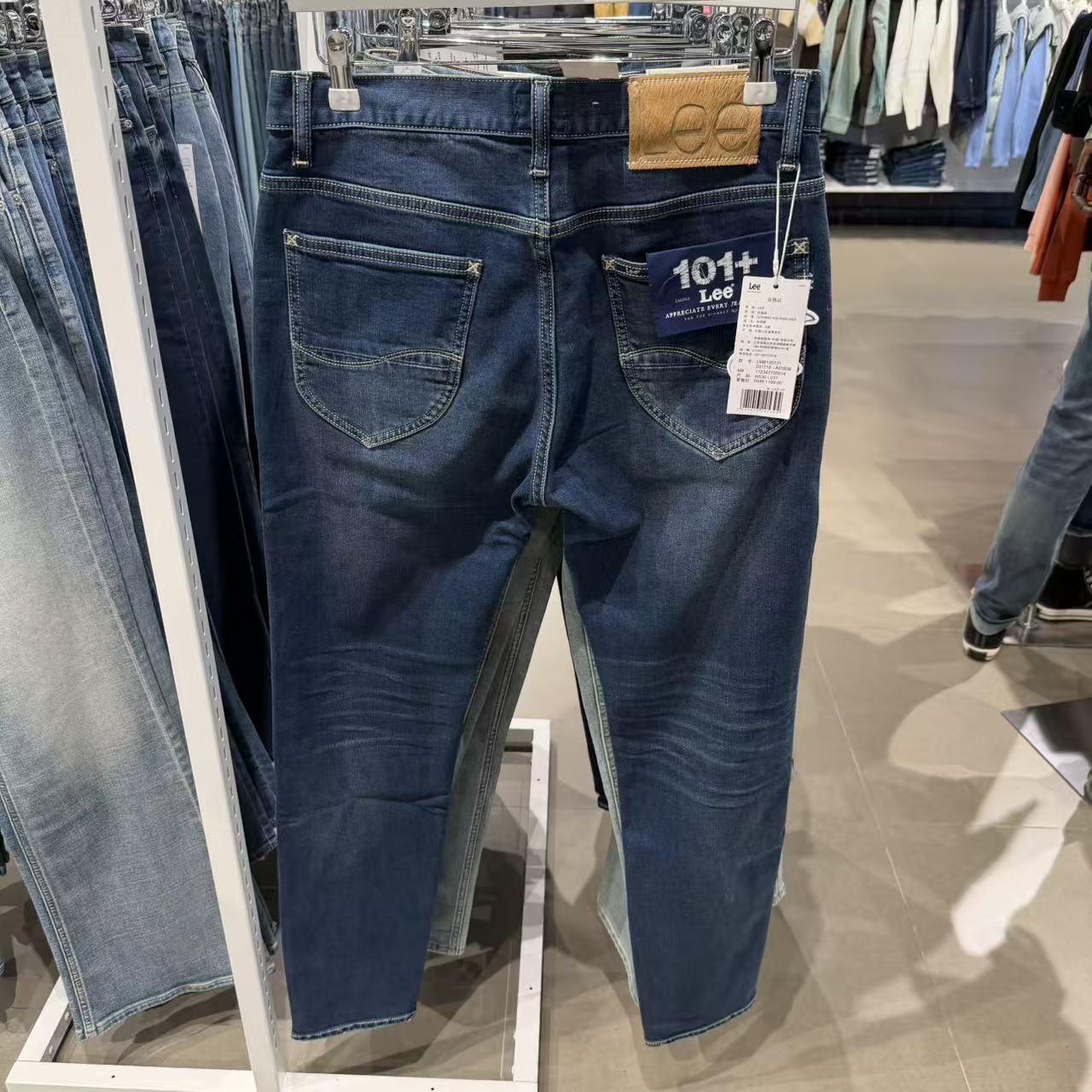 秋上新Lee厚款磨毛101+小脚牛仔保暖男裤 LMB100731201718-A03936