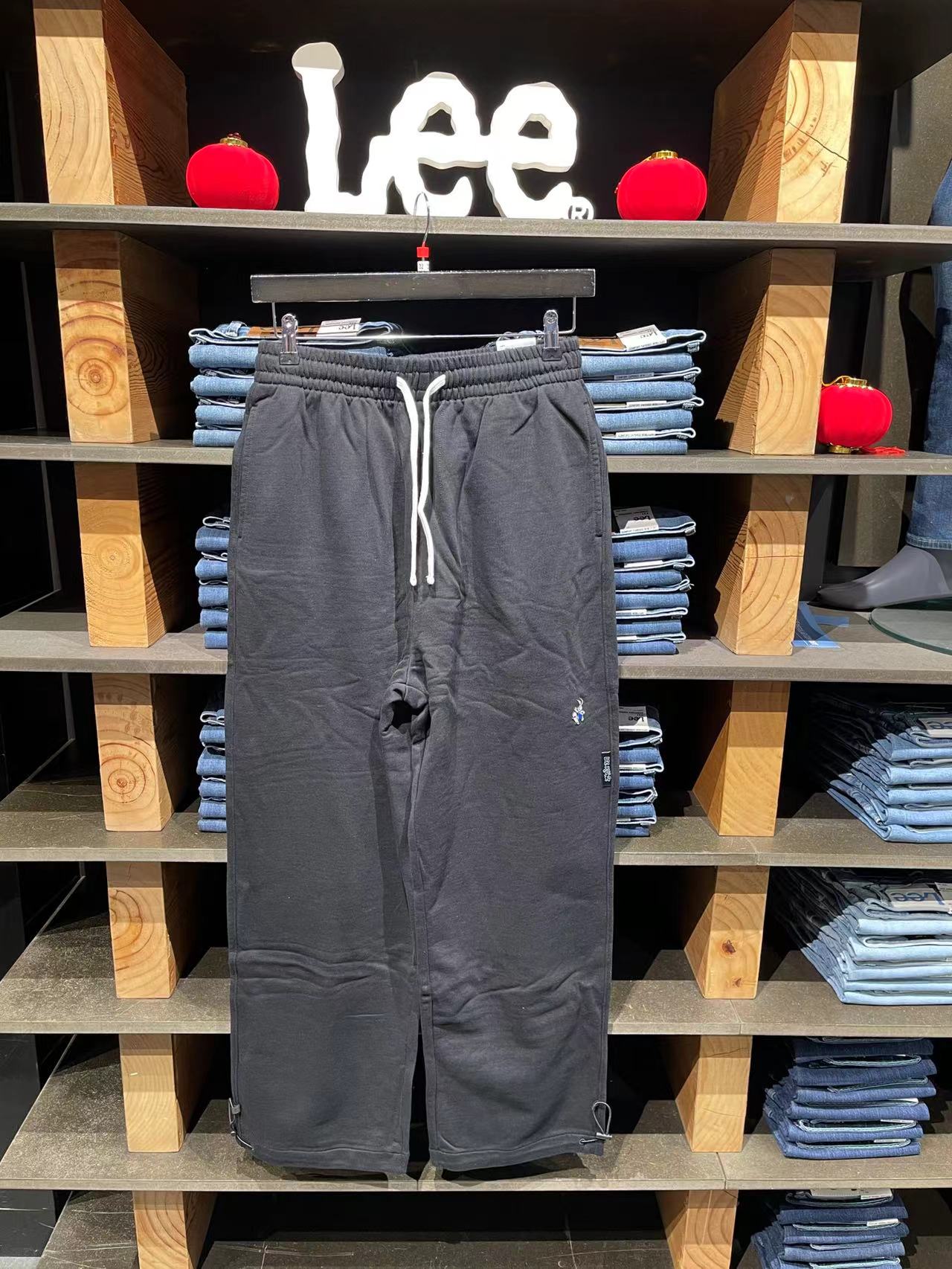 Lee 正品纯色高腰宽松直筒休闲运动裤 LUB005420CUH00F-K11000