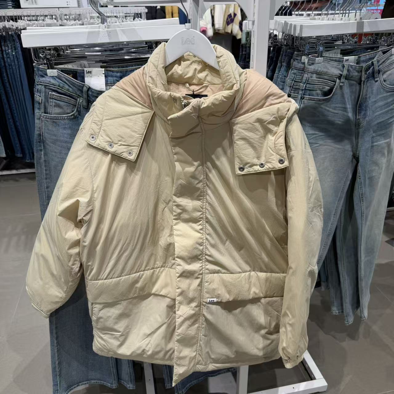 LEE专柜男士连帽厚款保暖棉服外套 LMT006267201727-A03034中长款