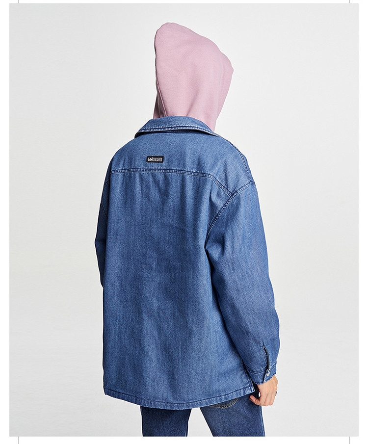 Lee23秋冬新品舒适版中浅蓝色多口袋男牛仔棉服LMT0071266DE00F