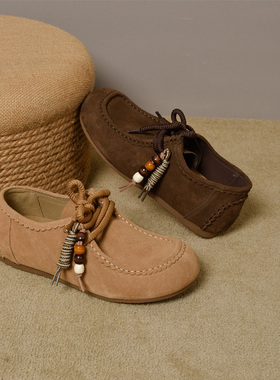 宽胖脚肥大码女鞋41-43码秋季新款2025真皮软底款博肯单鞋2011-16