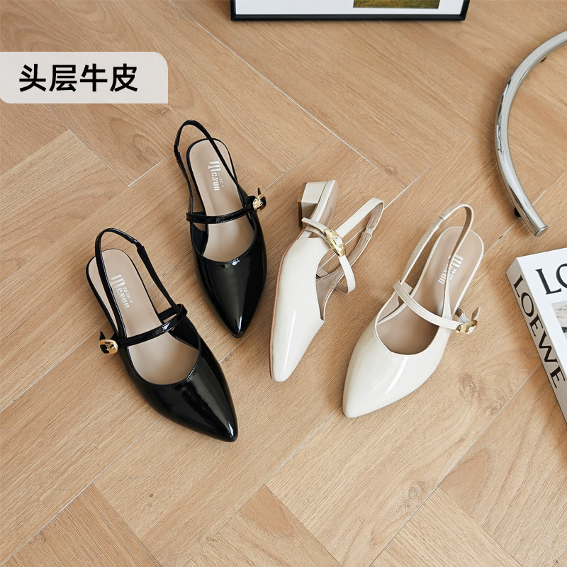 宽胖脚肥大码女鞋41-43真皮凉鞋2026夏季新款粗跟时装后空261122
