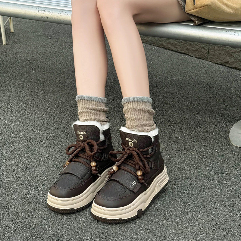 宽胖脚肥大码女鞋41-43大棉鞋2025冬季新款休闲系带雪地靴6722-1,女鞋,时尚雪地靴,淘宝优惠券,粉丝福利购,淘宝优惠卷