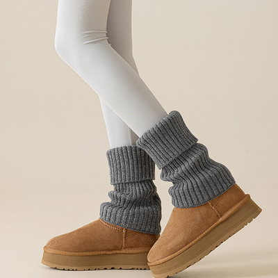 毛线针织袜套堆堆袜子中筒长筒翻边秋冬季加厚搭配瑜伽裤雪地靴