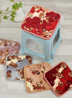 毛绒坐垫冬季加厚保暖防滑方凳子圆形正方形30x30cm小板凳座垫