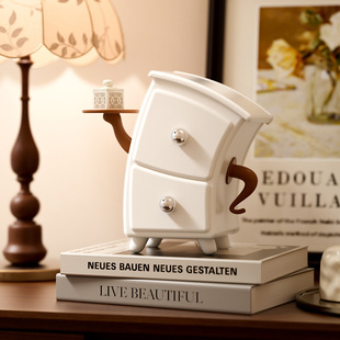 跨境复古可爱弯腰桌面收纳盒 抽屉式入户玄关钥匙杂物中古收纳盒