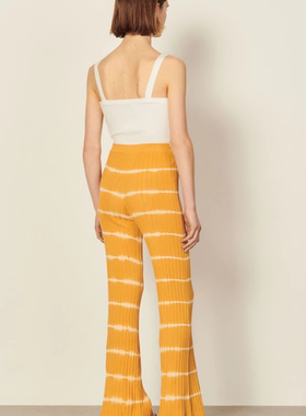 法国S家夏季新款女个性扎染罗纹不对称针织休闲长裤SFPPU01484