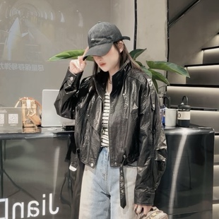 进口 皮衣外套女高级感小个子真皮牛皮油蜡机车短款 2026新款 爆款