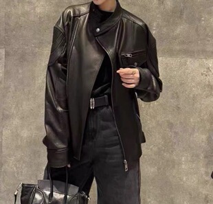 海宁2026春新款爆款皮衣外套女高级感小个子真皮绵羊皮中款机车