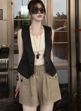 2026新款真皮马甲女绵羊皮短款V领无袖坎肩背心外套春秋百搭上衣