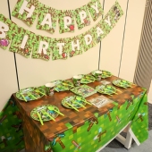 我 饰一次性桌布纸杯餐盘 世界MC游戏周边主题生日派对气球布置装