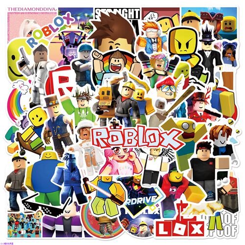 50张ROBLOX罗布乐思游戏虚拟世界涂鸦贴纸滑板派对防水不重复贴画
