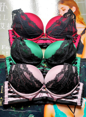 伊丝艾拉文胸女18458厚A杯中厚BC杯性感蕾丝聚拢上托小胸女士内衣