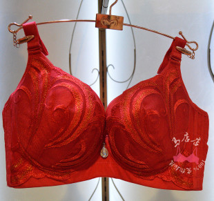 美思文胸正品 V型聚拢侧收文胸B杯薄FC0019 内衣结婚喜庆大红