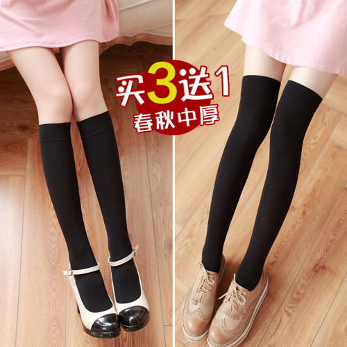 袜子女黑白色不透肉jk制服小腿袜