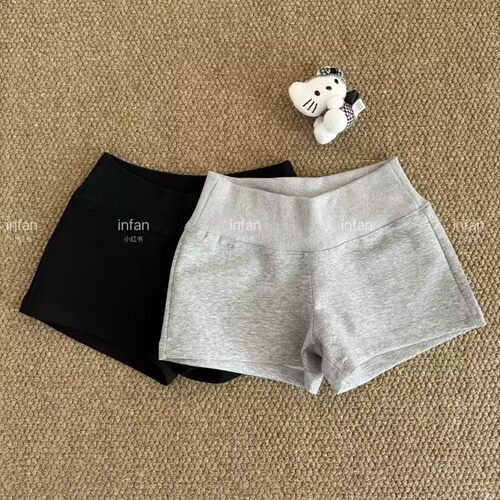 infan的店｜ins博主休闲纯色宽边螺纹低腰短裤辣妹热裤