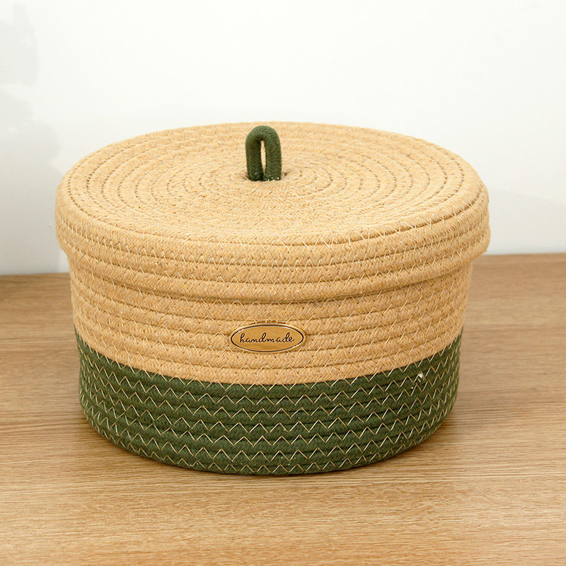 棉线桌面带盖棉绳收纳筐置物盒篮床头宿舍钥匙零食袜子杂物化妆品,收纳整理,收纳筐,淘宝优惠券,粉丝福利购,淘宝优惠卷