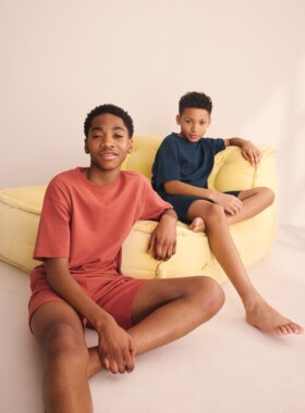 代购NEXT男童短袖家居服 26夏季蓝/橙色儿童纯棉睡衣2套装 3-16岁