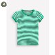 MiniBoden儿童短袖 衫 T恤 代购 26夏季 女童绿色条纹纯棉半袖 12岁