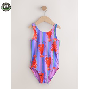 代购NEXT儿童连衣泳衣 26春夏女童紫色条纹龙虾温泉泳装 3月-16岁