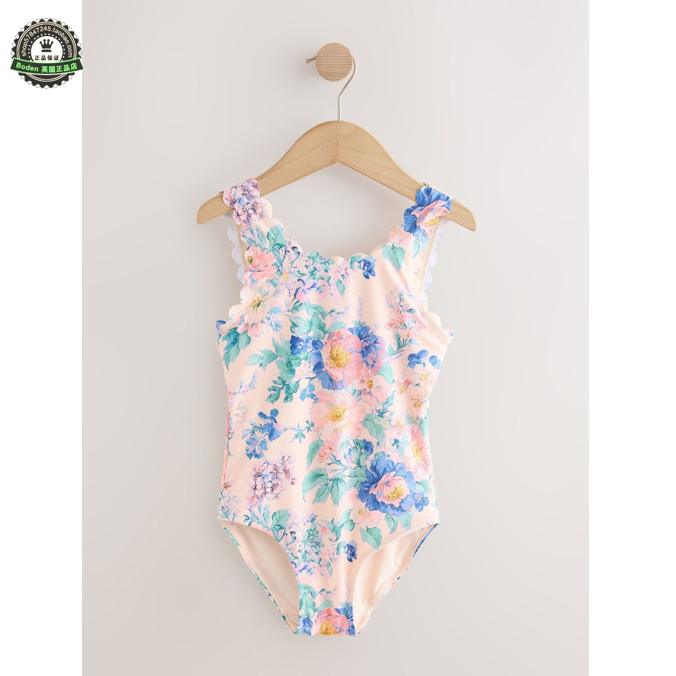 代购NEXT儿童连体泳衣 26春夏季大女童粉色花卉扇贝边泳装 3-16岁