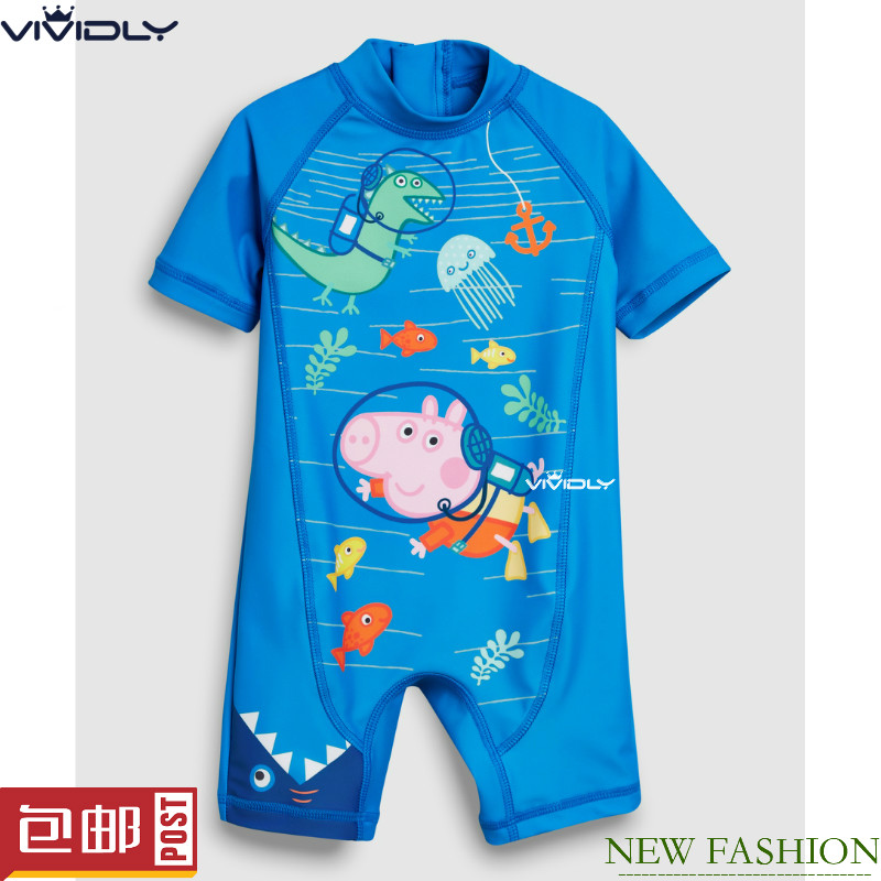 现货Next男童防晒连体游泳泳衣