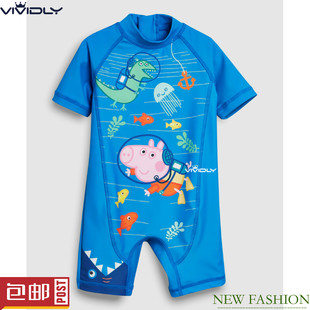现货NEXT儿童沙滩防晒泳衣 春秋春夏男宝宝小猪Peppa Pig连体游泳