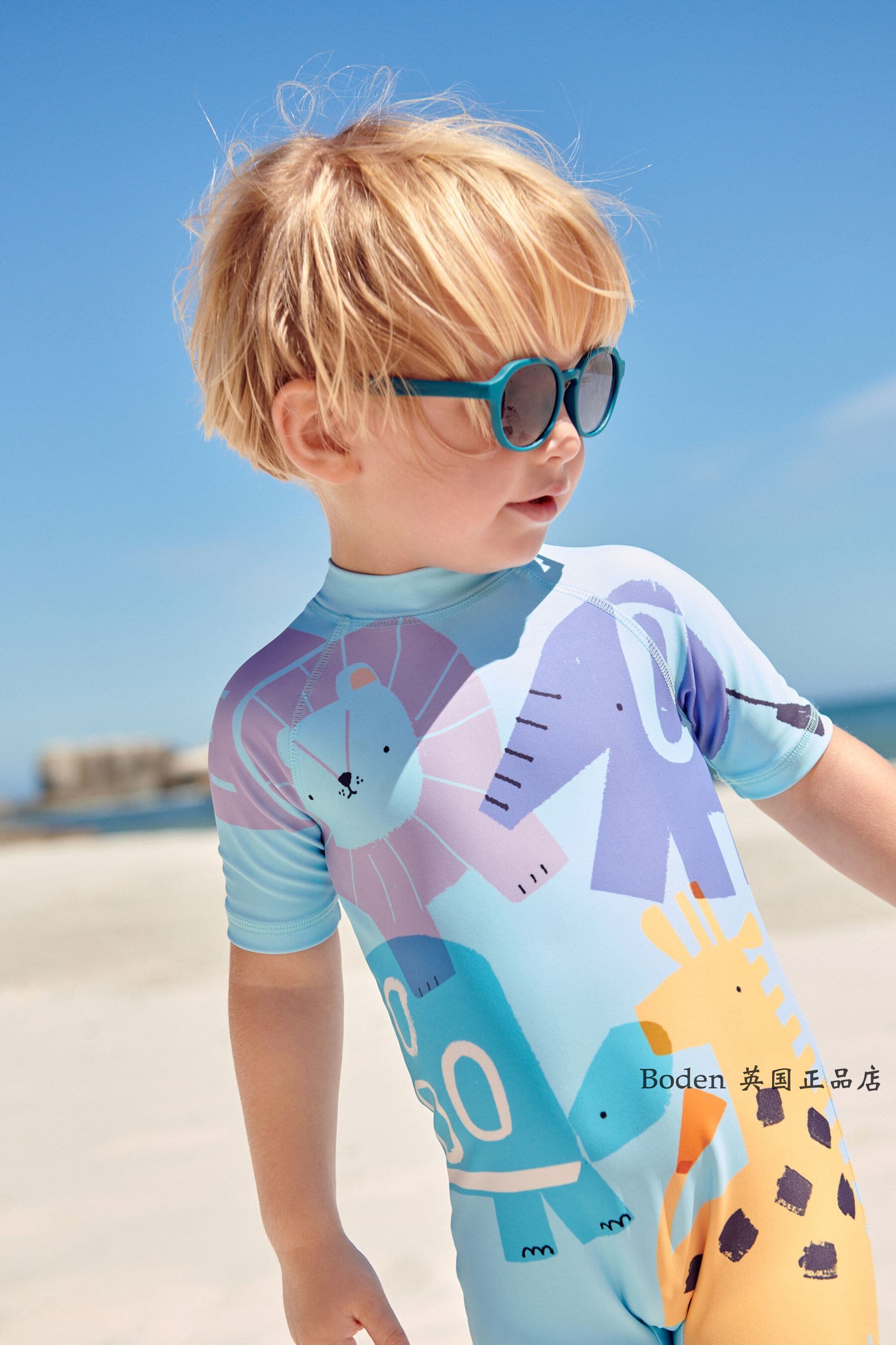 现货 NEXT儿童连体泳衣 2025夏季男童长颈鹿沙滩防晒泳装 3月-7岁