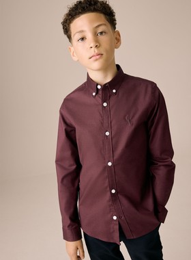 代购NEXT儿童长袖衬衣 26春夏季男童紫色棉弹舒适牛津衬衫 3-16岁